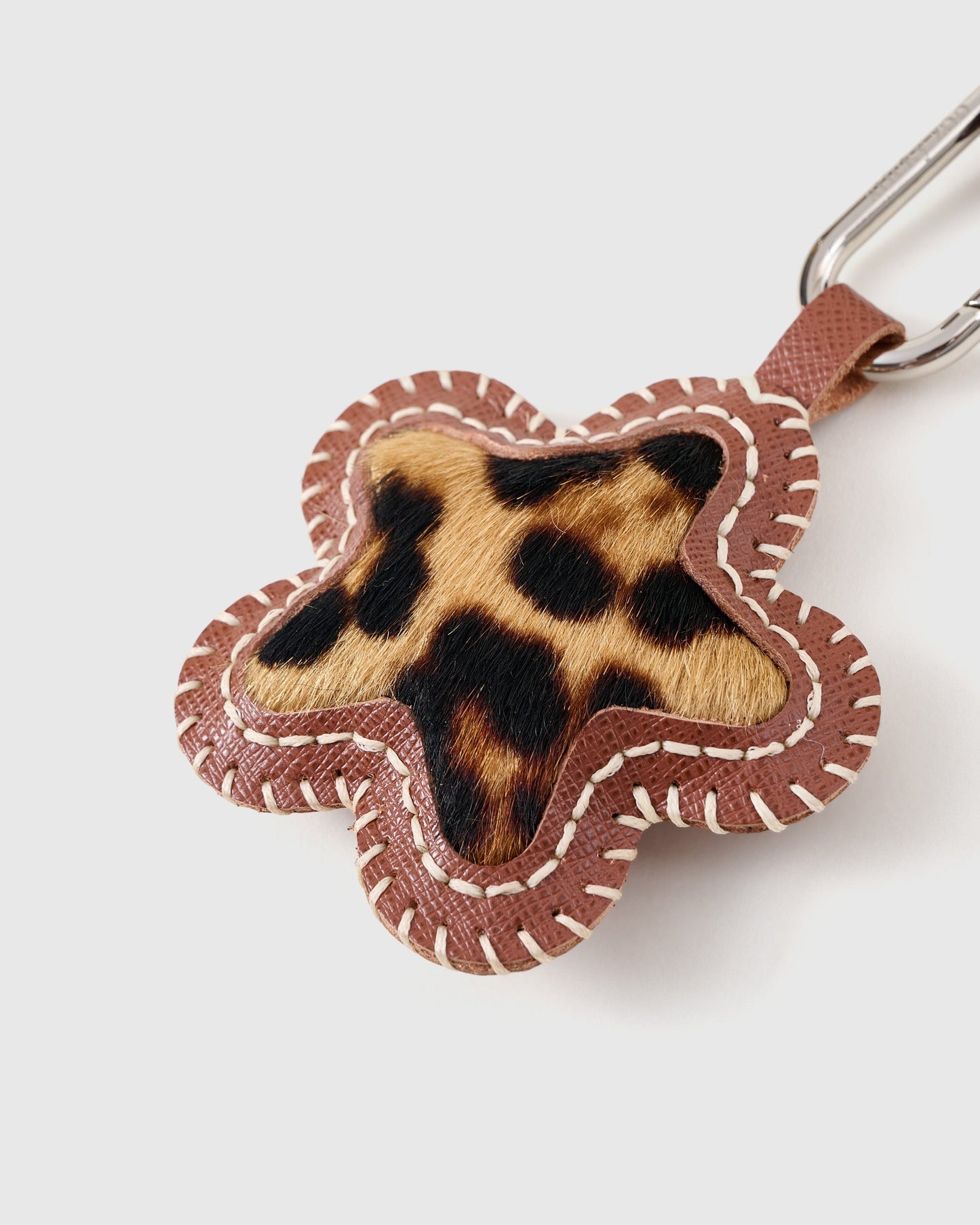 COWHIDE STAR LEOPARD STACK CHARM
