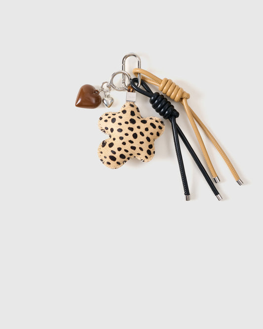 COWHIDE STAR LEOPARD STACK CHARM