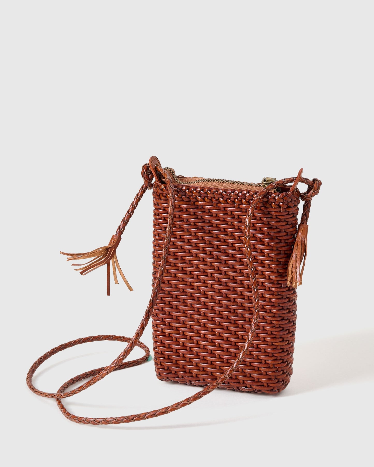 BRAIDED LEATHER PHONE CROSSBODY