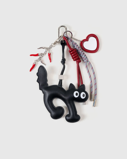 LUCKY NOIR CAT HEART STACK CHARM