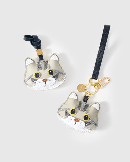 AMERICAN SHORTHAIR CAT CHARM – SILVER TABBY EDITION