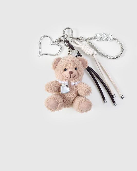 TEDDY BEAR PEARL HEART STACK CHARM
