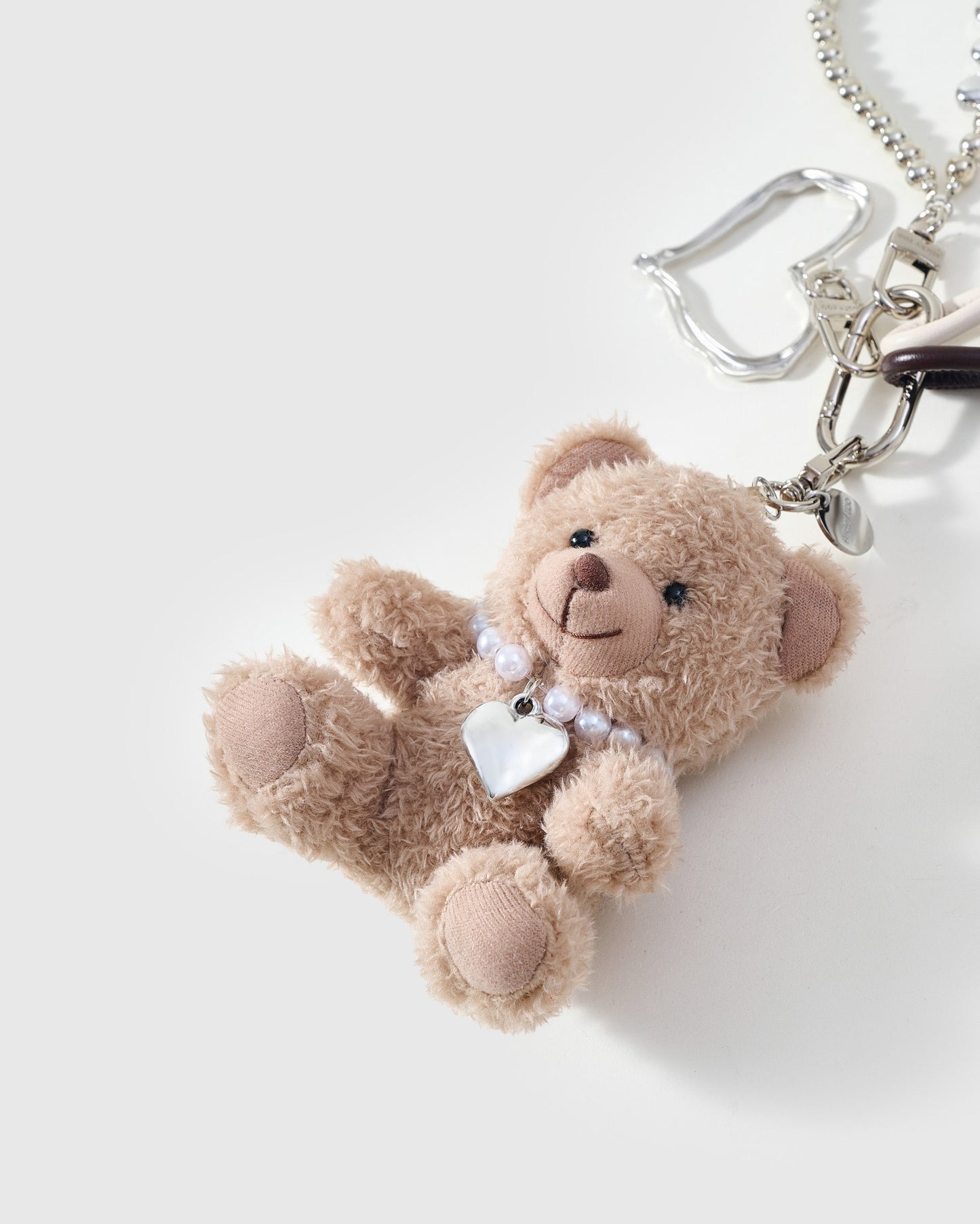 TEDDY BEAR PEARL HEART STACK CHARM
