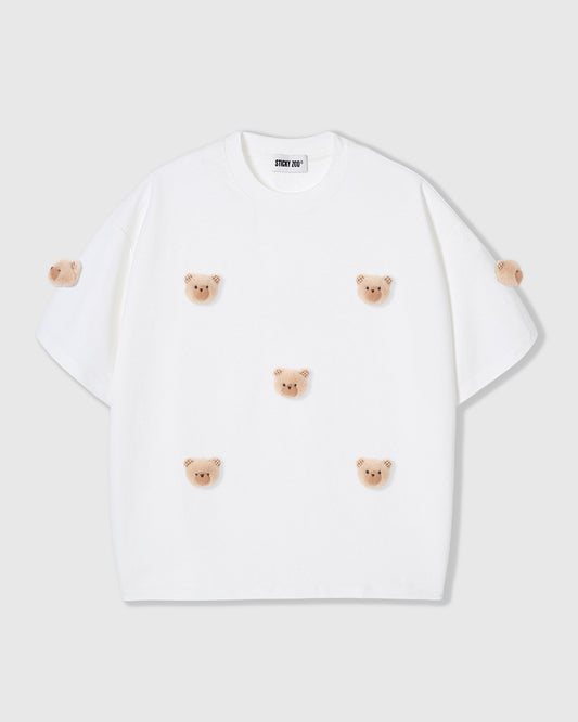 KHAKI TEDDY CHECK-EAR CHARM T-SHIRT