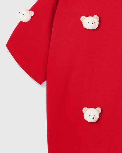 TEDDY CHECK-EAR CHARM T-SHIRT