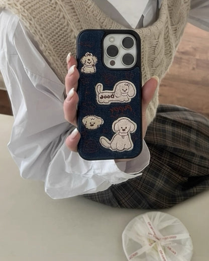 PUPPY DENIM EMBROIDERED CASE