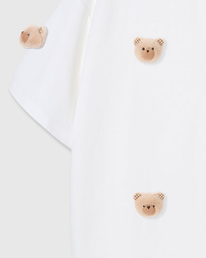 KHAKI TEDDY CHECK-EAR CHARM T-SHIRT