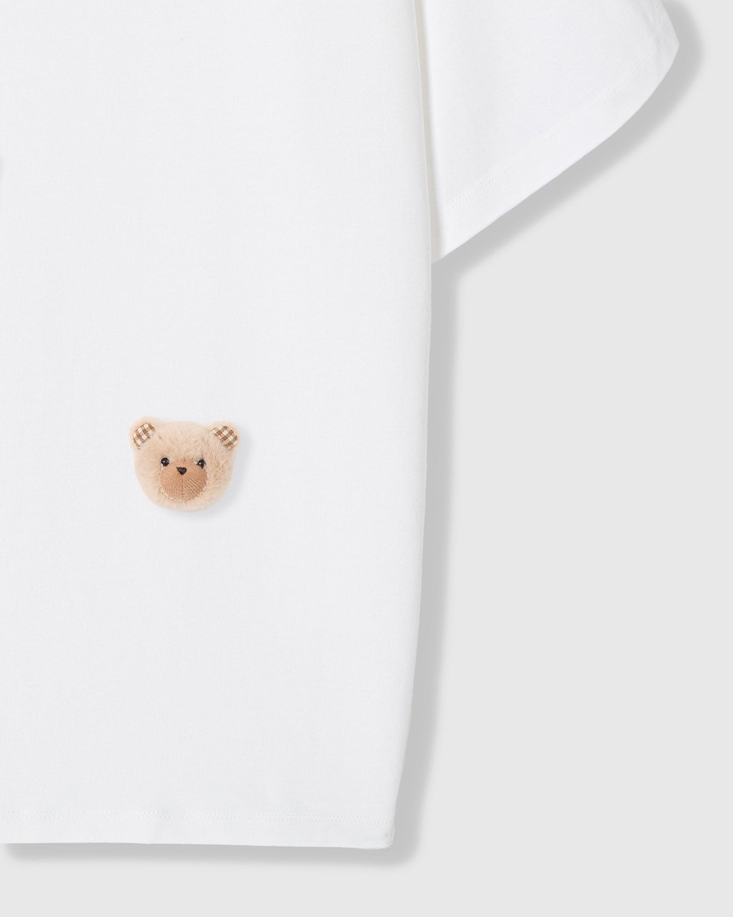 KHAKI TEDDY CHECK-EAR CHARM T-SHIRT