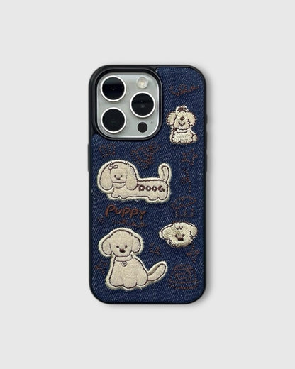 PUPPY DENIM EMBROIDERED CASE