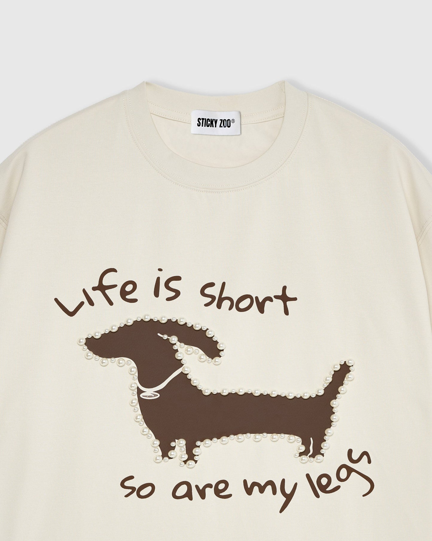 Dachshund Pearl Embellished T-Shirt