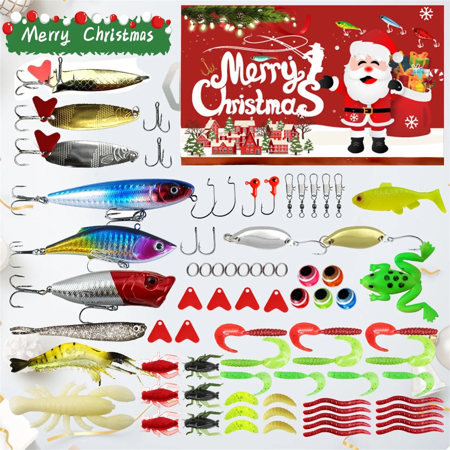 Christmas Advent Calendar Fishing Countdown, Fishing Tackle Advent Calendar For Fish Adult Men Teen Boys, 2025 Surprise Gift