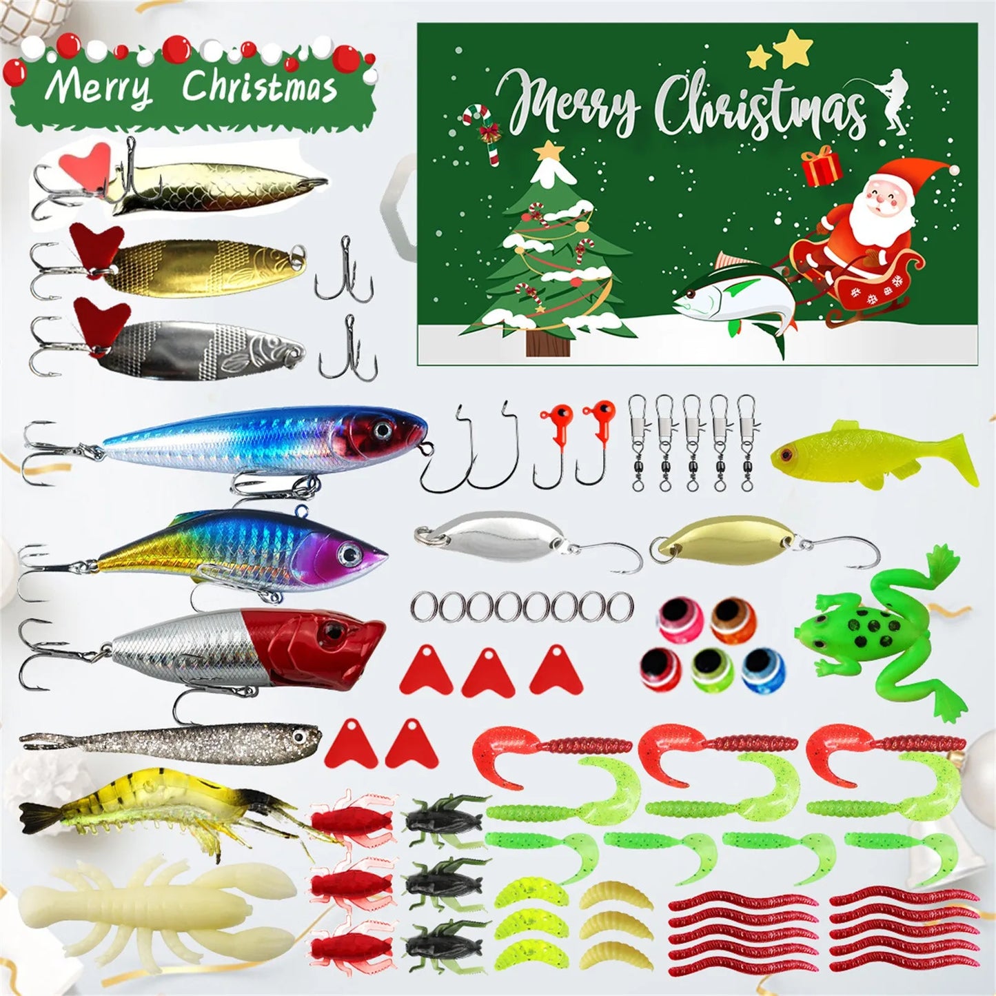Christmas Advent Calendar Fishing Countdown, Fishing Tackle Advent Calendar For Fish Adult Men Teen Boys, 2025 Surprise Gift
