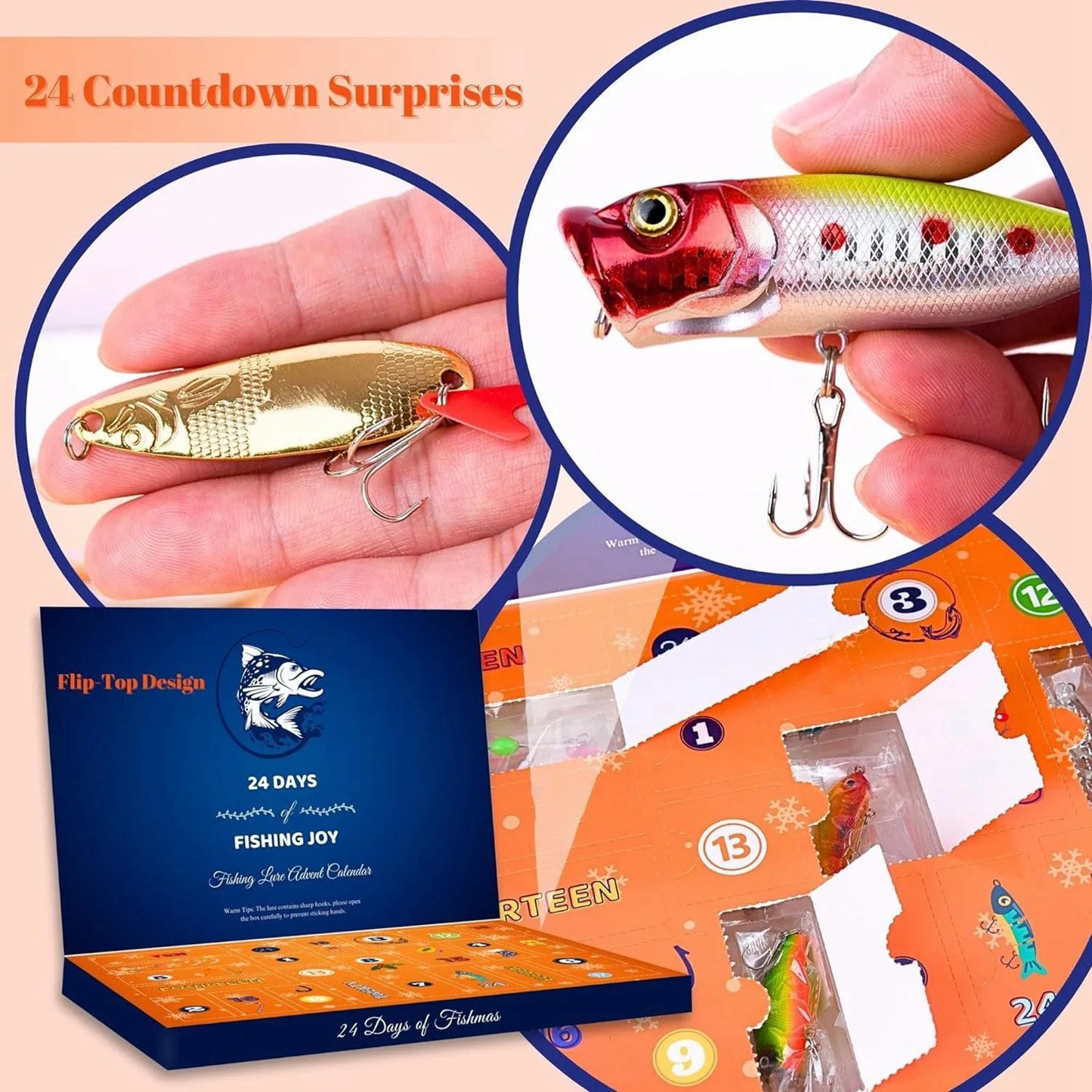 24 Days Christmas Advent Calendar Fishing Set Surprise Gift For Adult Men Boys Xmas New Year Mystery Box Countdown Calendar